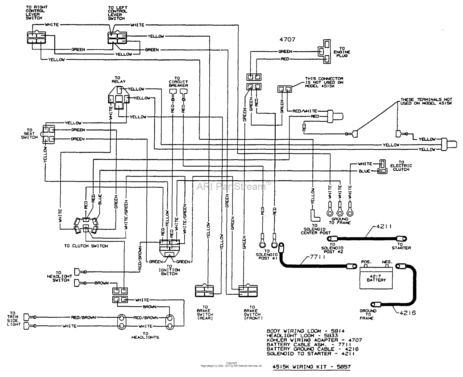 Dixon ZTR 4515K (1998) Parts Diagram for WIRING