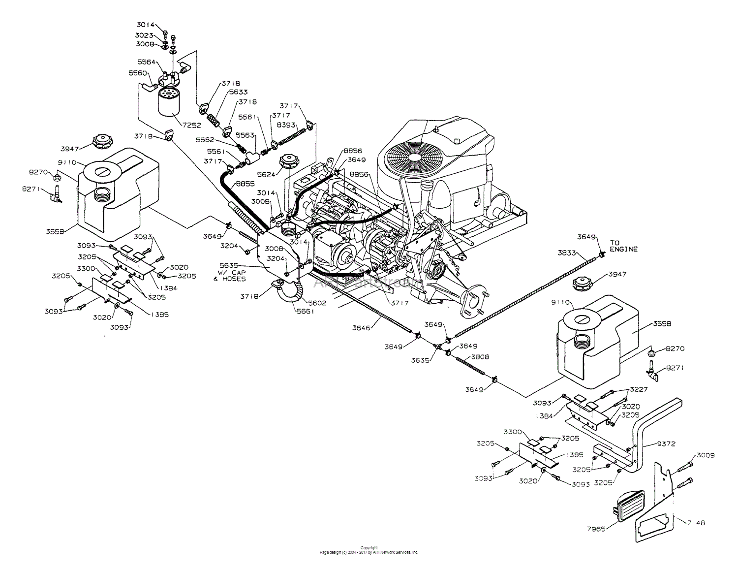 Dixon ZTR 5020 (1999) Parts Diagram for FUEL/HYDRO TANKS & FITTINGS