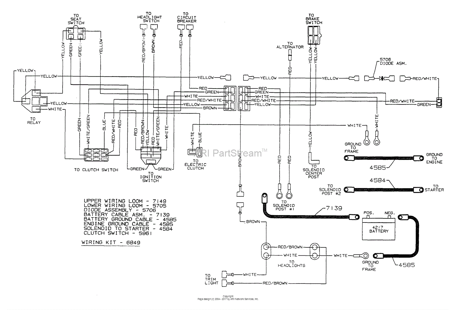 Dixon ZTR 5020 (1999) Parts Diagram for WIRING ASSEMBLY