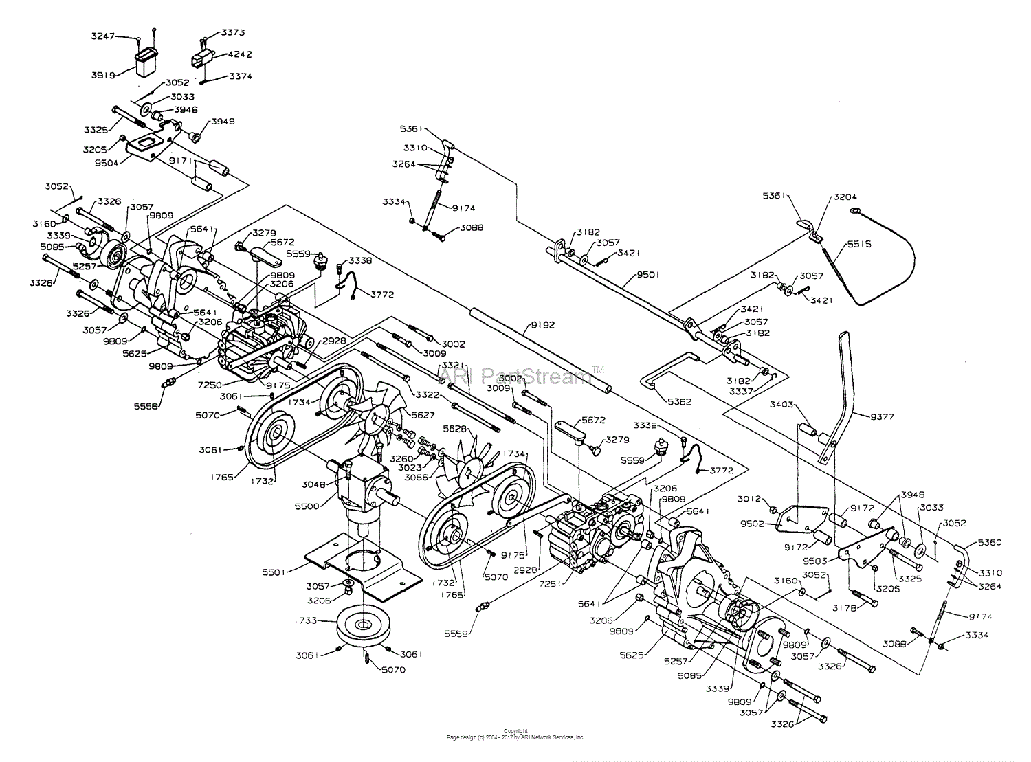 Dixon ZTR 5020 (2002) Parts Diagram for T-BOX/HYDROS/GEARBOX