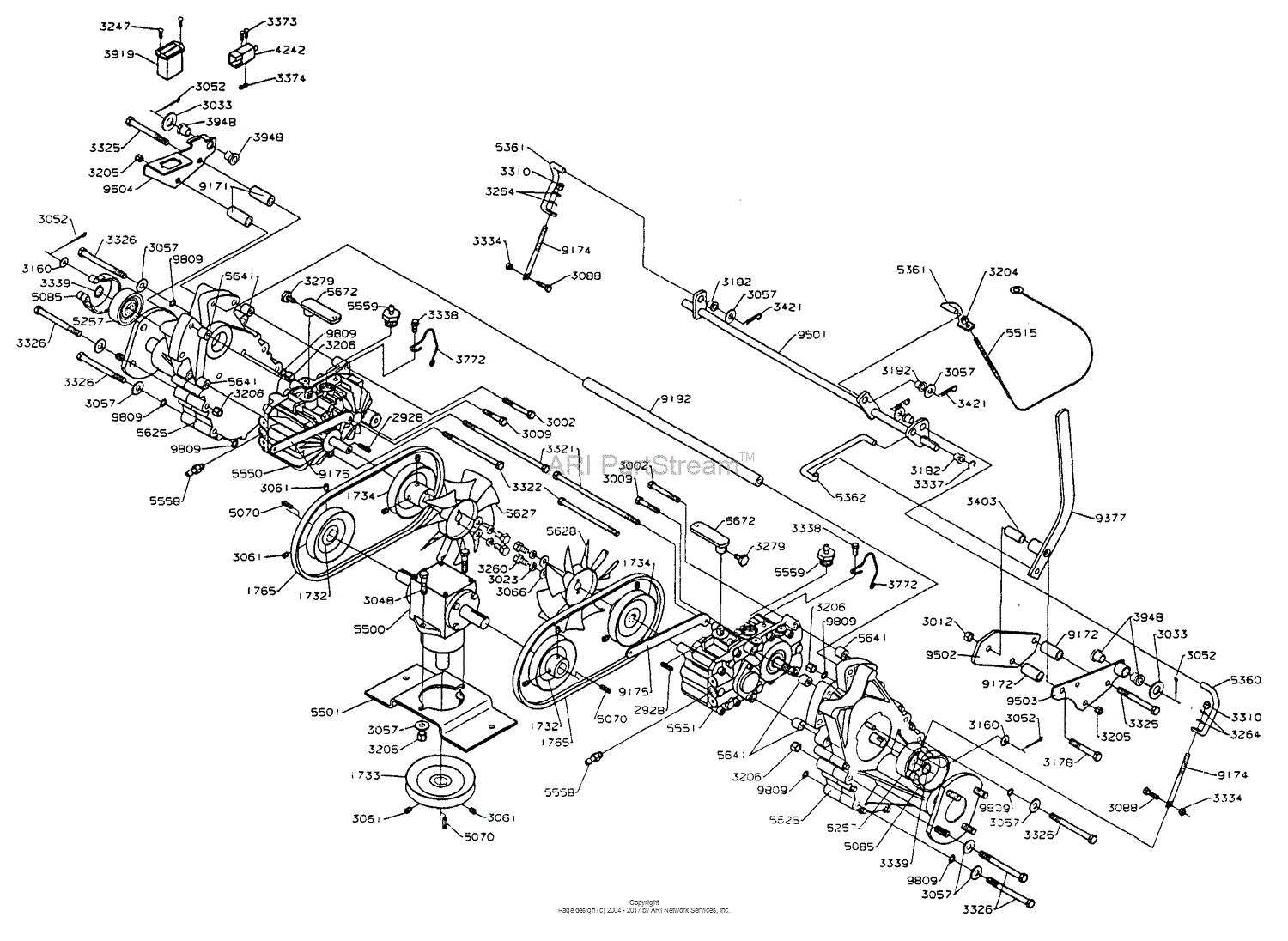 Dixon ZTR 5022 (1998) Parts Diagram for T-BOX/HYDROS/GEARBOX (5000 SERIES)