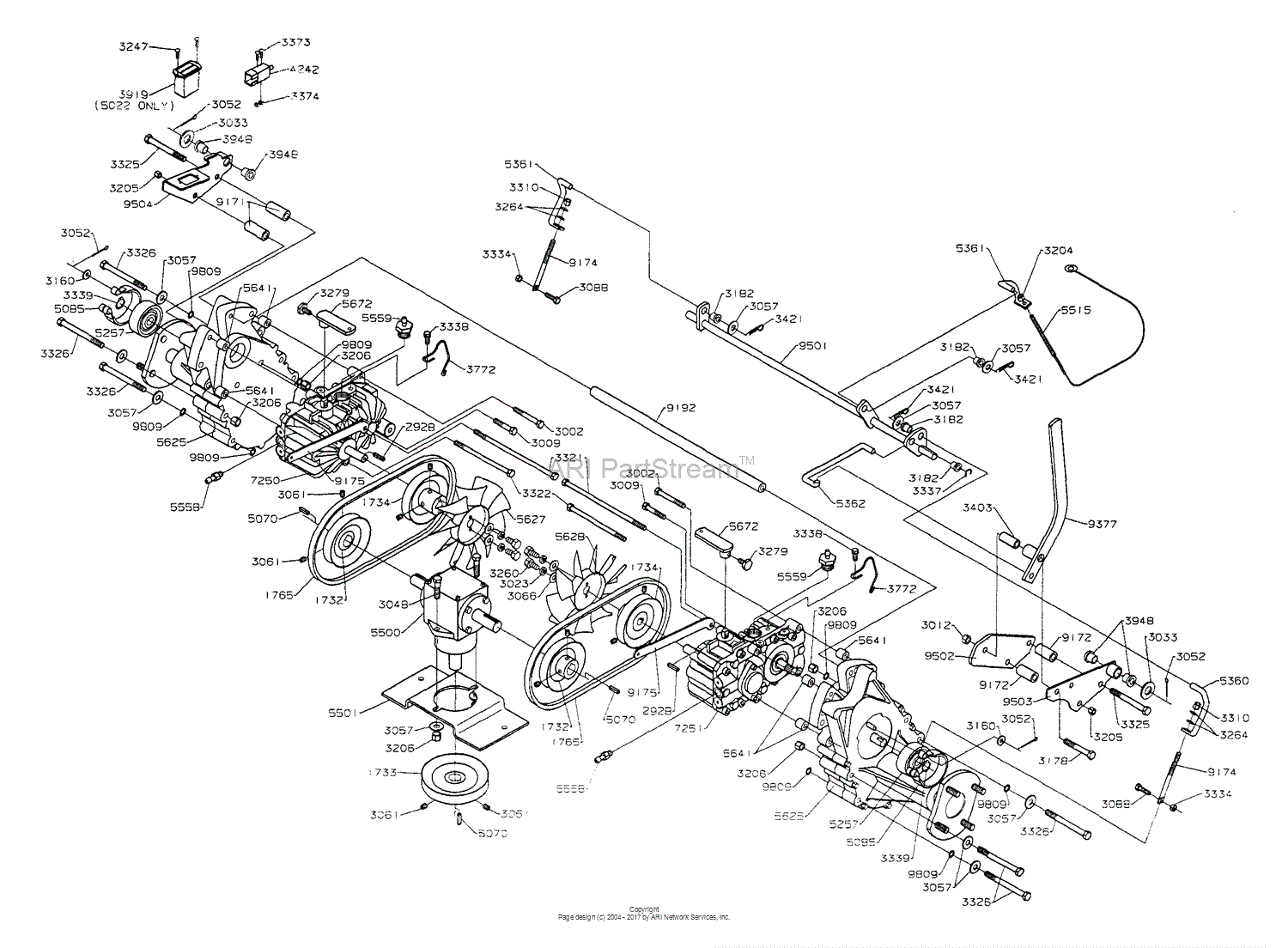 Dixon ZTR 5022 (1999) Parts Diagram for T-BOX/HYDROS/GEARBOX