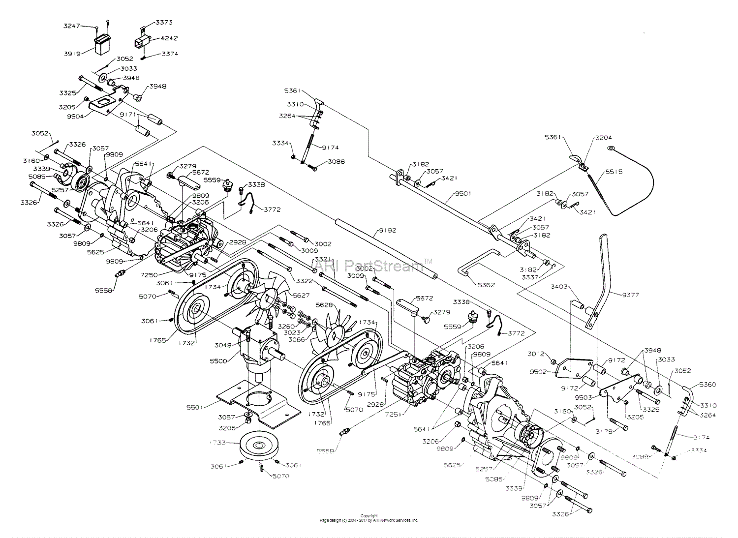 Dixon ZTR 5023 (2000) Parts Diagram for T-BOX/HYDROS/GEARBOX dixon ram ztr 50 belt diagram 