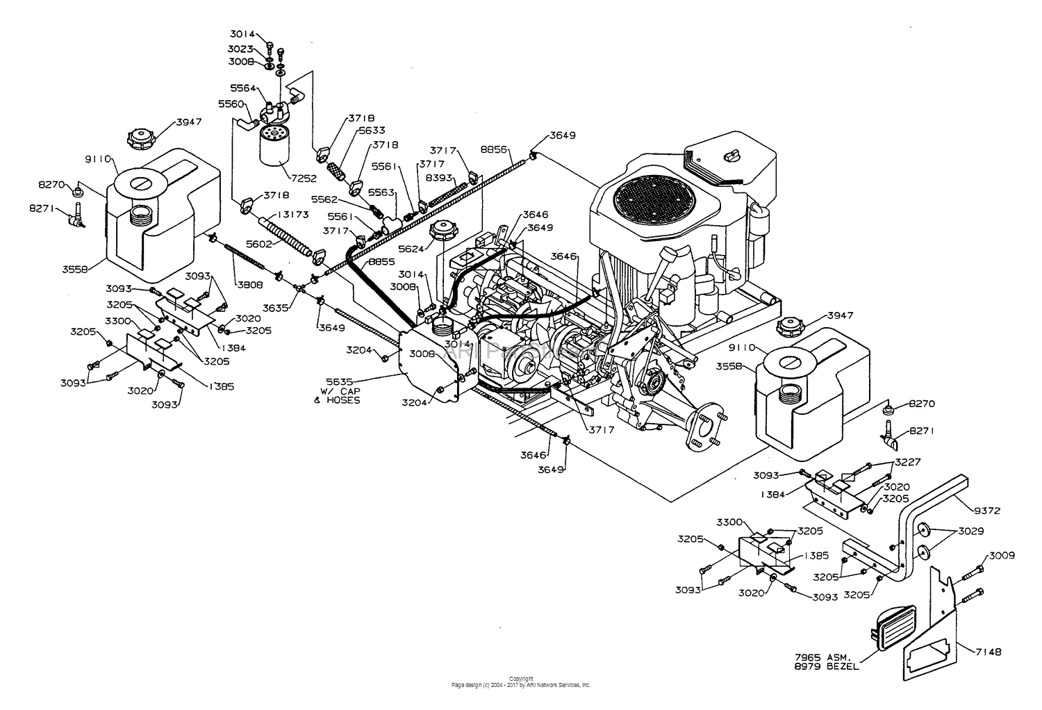 Dixon ZTR 5023 (2001) Parts Diagram for FUEL/HYDRO TANKS & FITTINGS