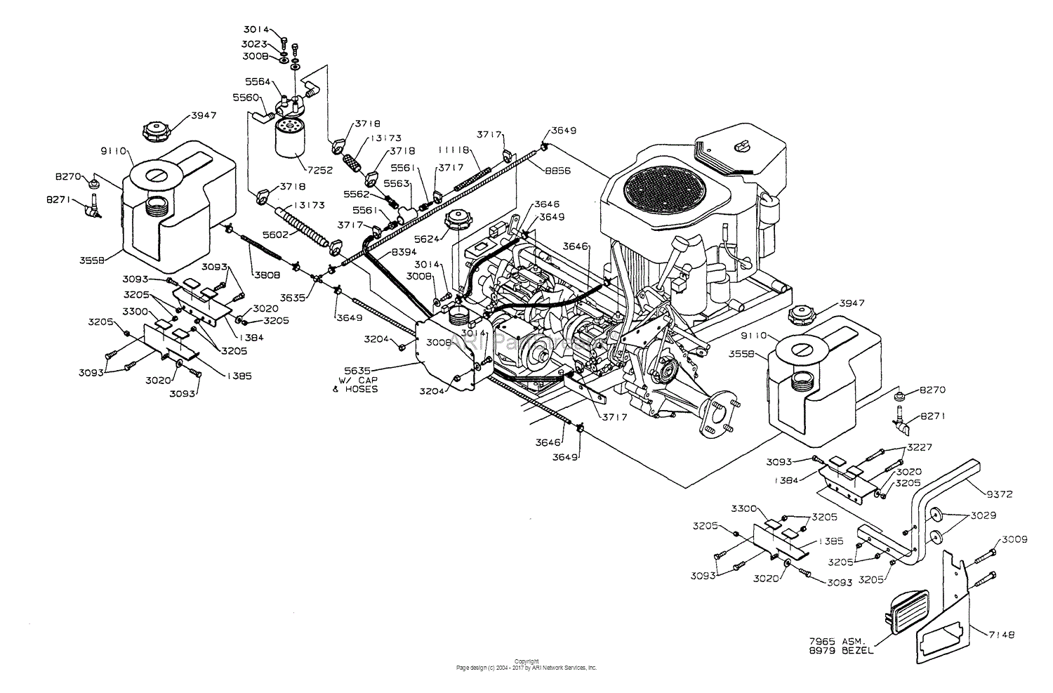 Dixon ZTR 5023 (2002) Parts Diagram for FUEL/HYDRO TANKS & FITTINGS