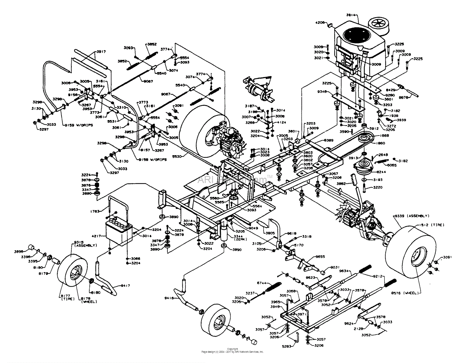 Dixon ZTR 5421 (1995) Parts Diagram for CHASSIS ASSEMBLY