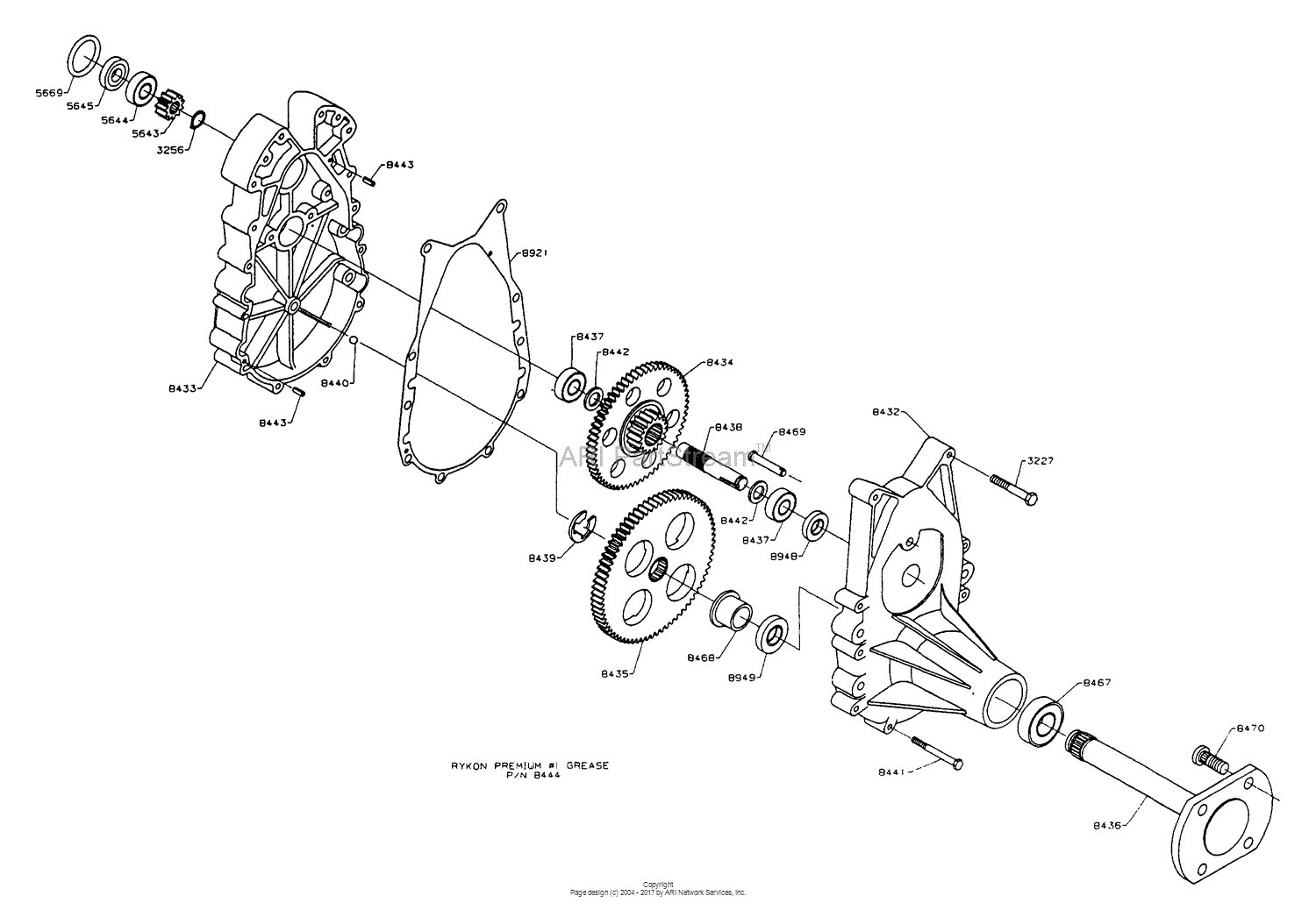 Dixon ZTR 5422 (1996) Parts Diagram for GEARBOX ASSEMBLY