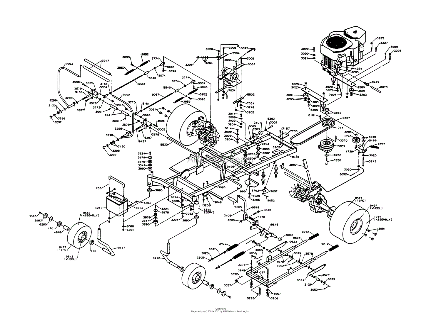 Dixon ZTR 5423 (1997) Parts Diagram for CHASSIS ASSEMBLY