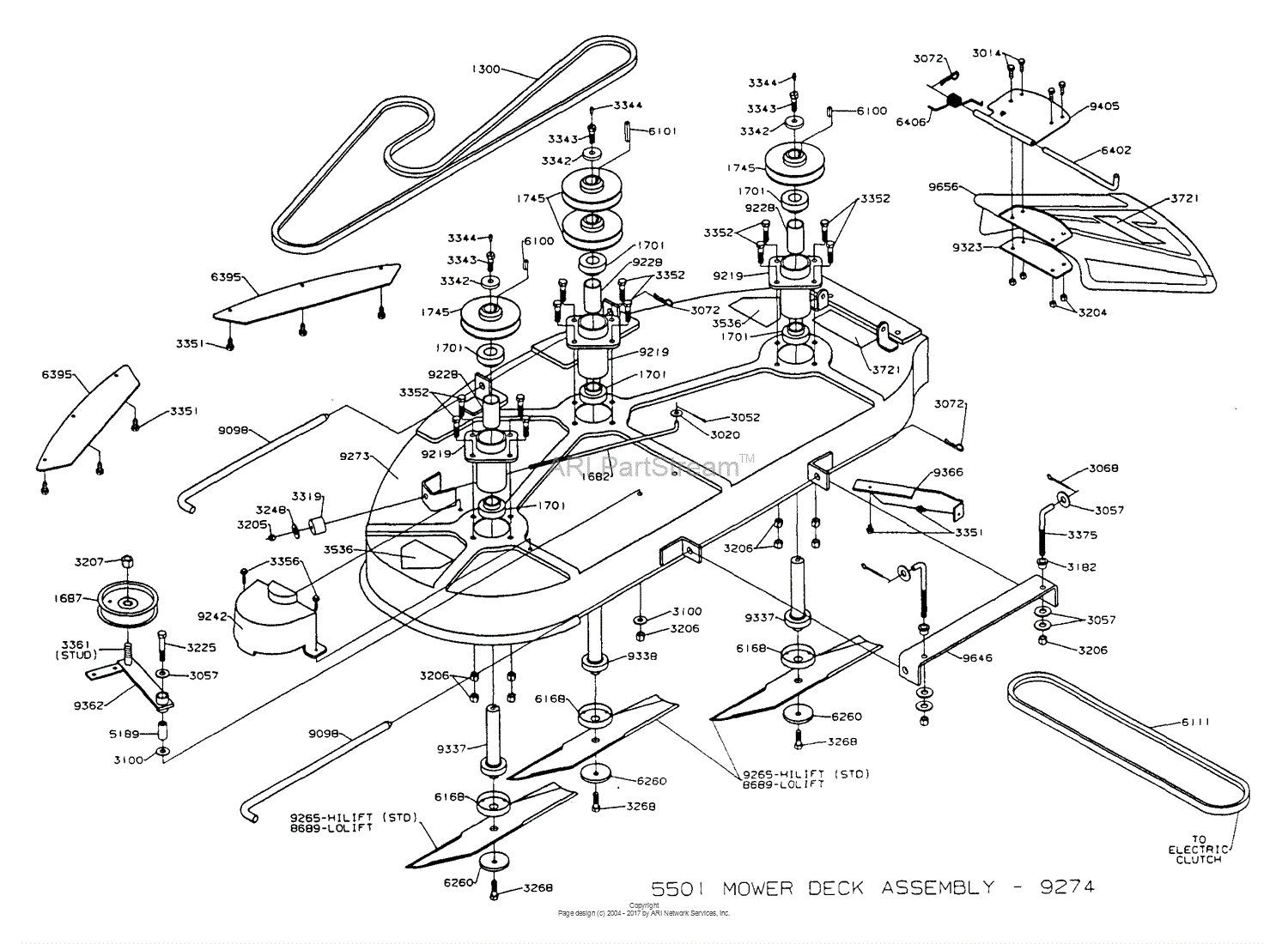Dixon ZTR 5501 (1994) Parts Diagram for MOWER DECK ASSEMBLY