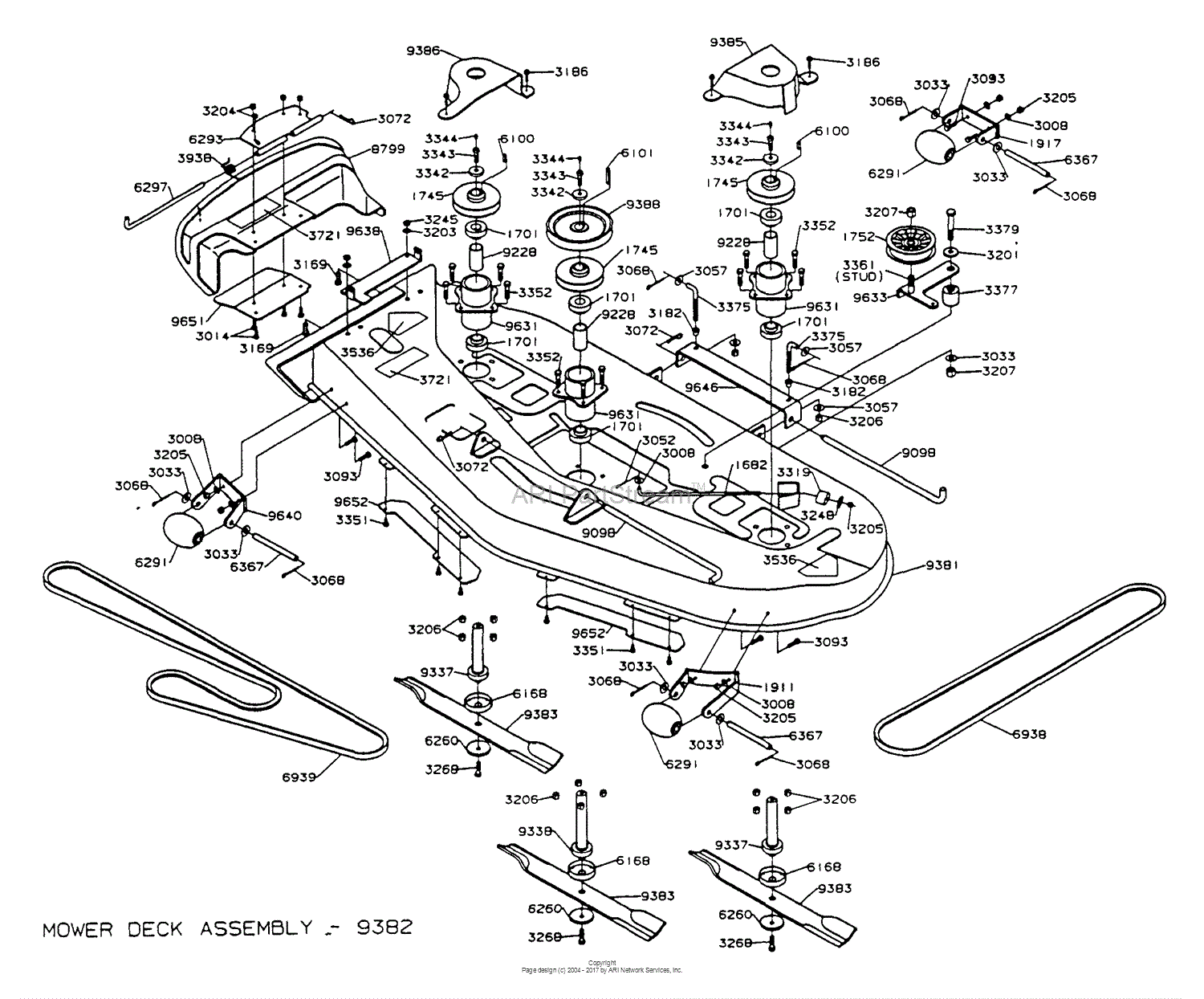 Dixon Ztr 560 1993 Parts Diagram For 60 Mower Deck Assembly.