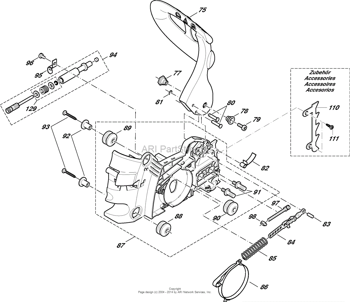 Dolmar PS-34 Chain Saws - Gasoline Parts Diagram for Oil pump, chain brake