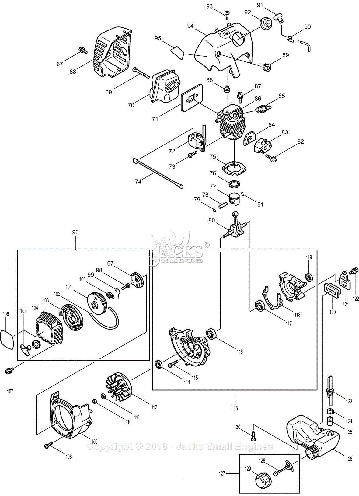 Dolmar HT-2249D Hedge Trimmers - Gasoline Parts Diagram for Crankcase ...