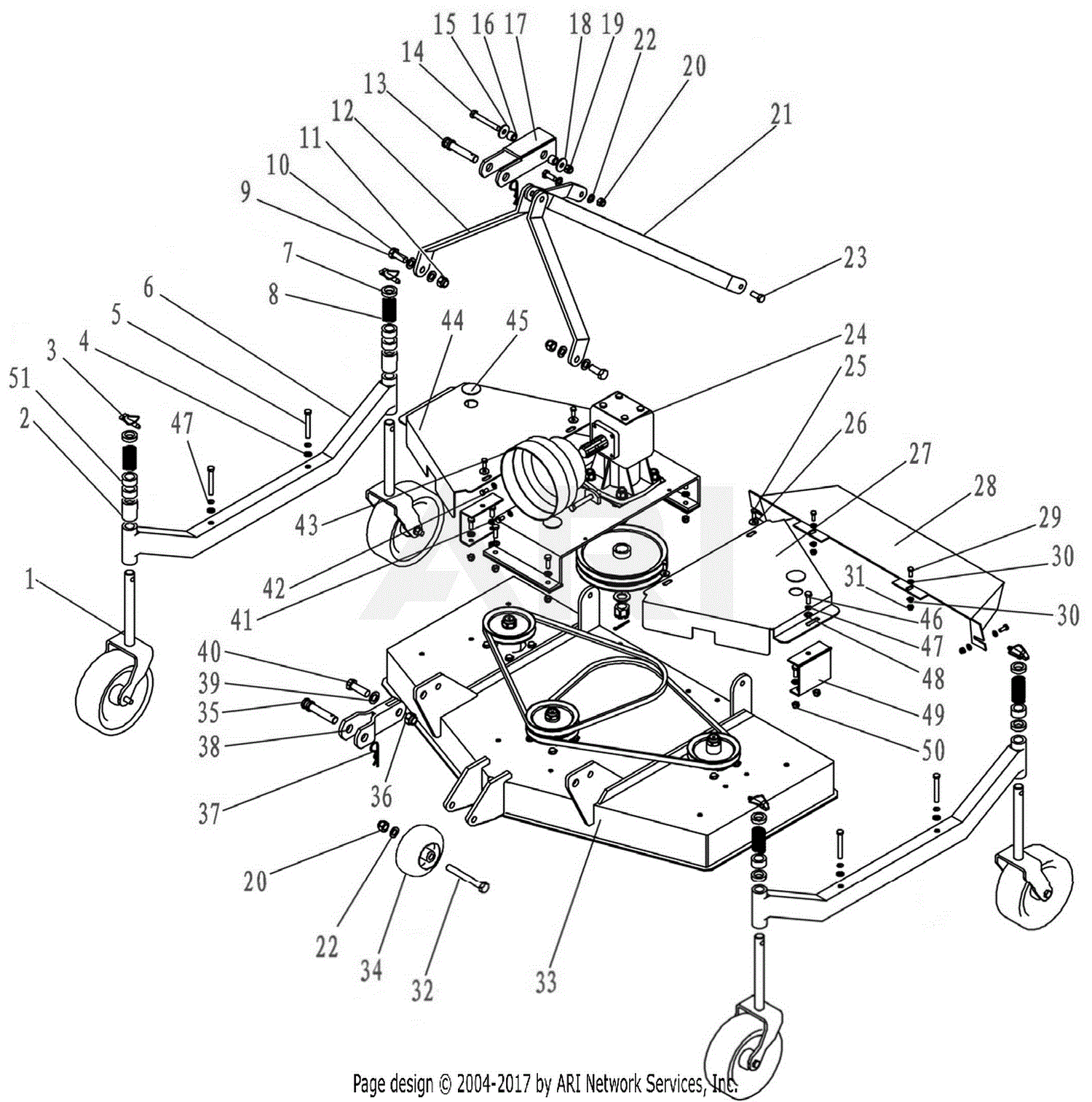DR Power 72" Finish Mower Parts Diagram for 72" Deck Assembly