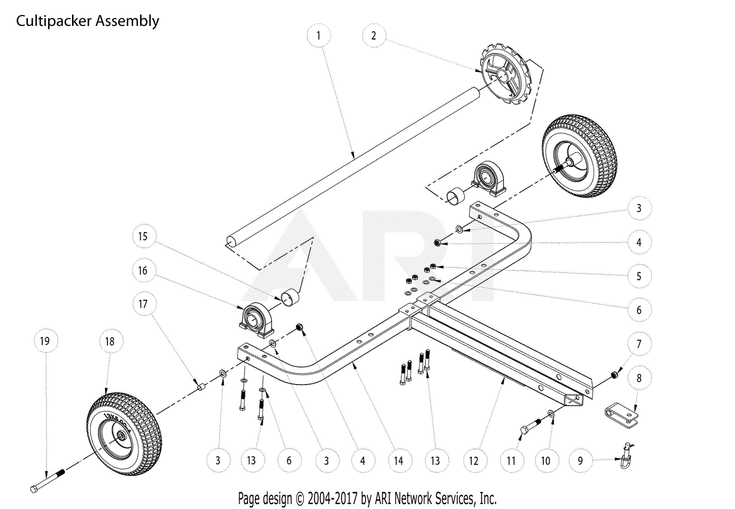 DR Power ATV Cultipacker Parts Diagram for Cultipacker Assembly