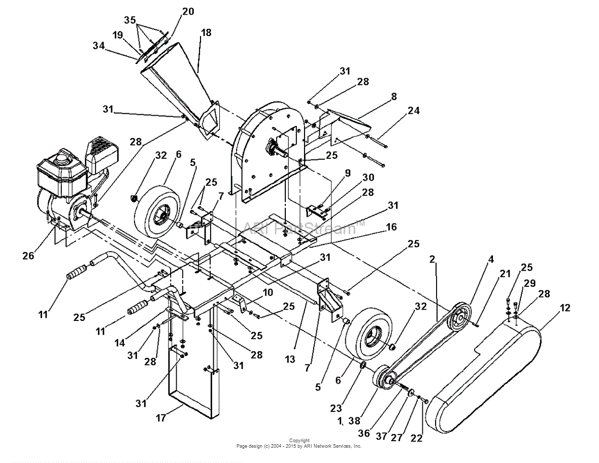 Dr Power 9hp Chipper Model# C9 (ser# 0100a To 01760a) Parts Diagram For 