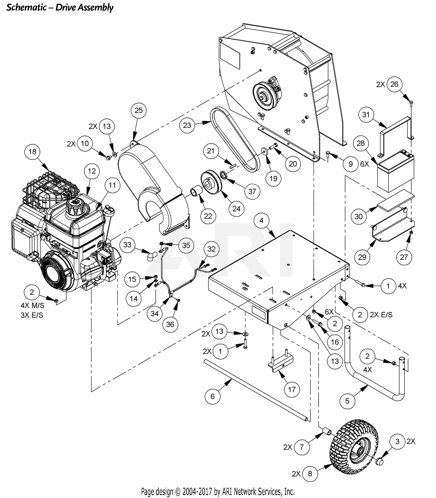 DR Power 11.5 CSR 11B CS33040 Parts Diagram for CS3 11.5 Drive Assembly