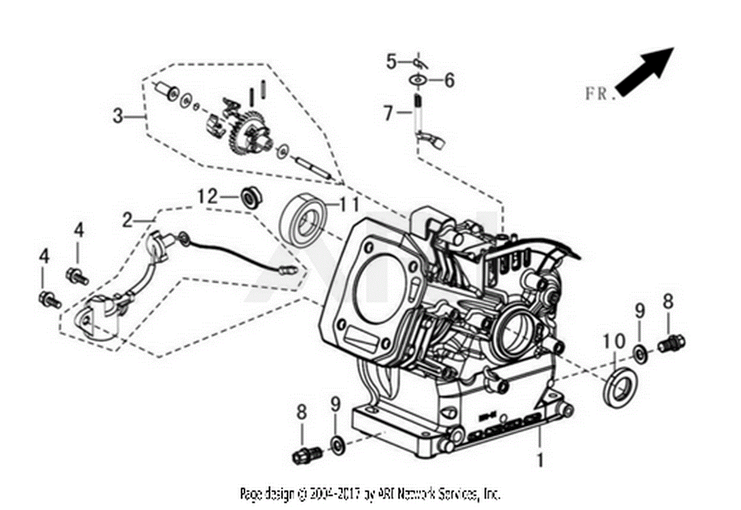 DR Power R225 9.59/11.1 FT-LBS Parts Diagram for R225 Crankcase/Gear ...