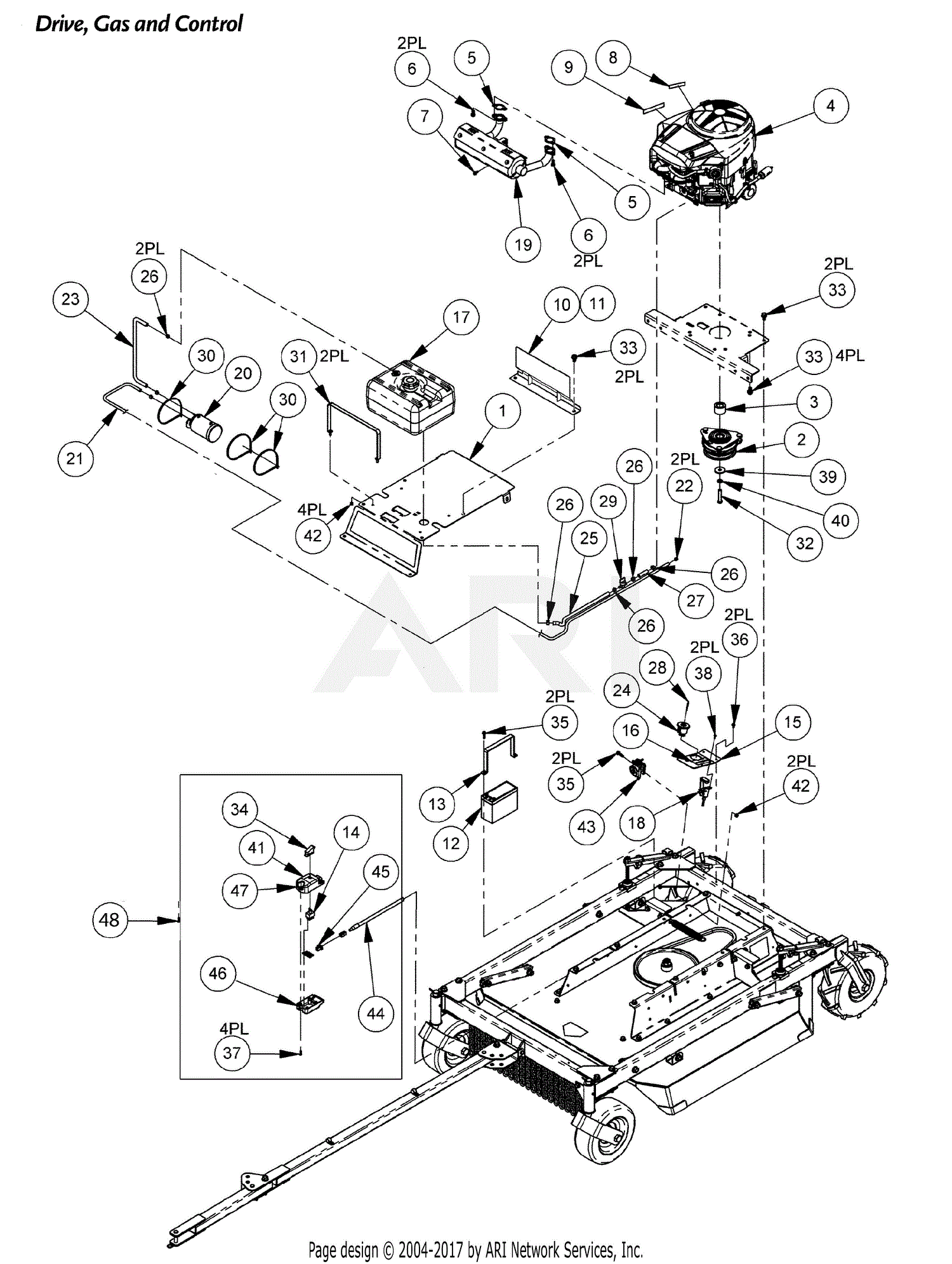 DR Power TB2 Tow Behind Brush Mower 44" (Ser# TB21001001 To Current