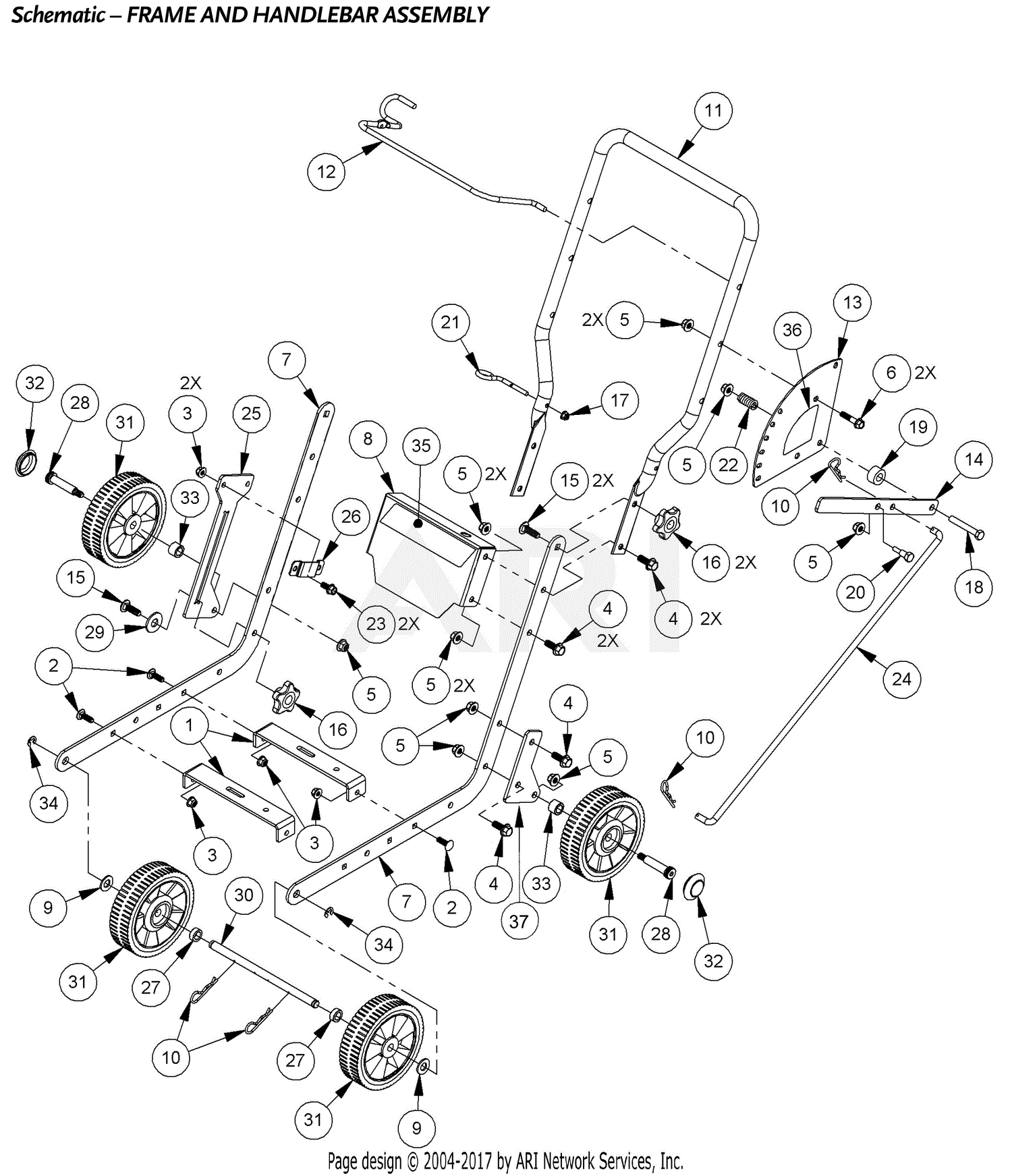 DR Power LE1 Parts Diagram for LE1 Frame & Handlebar