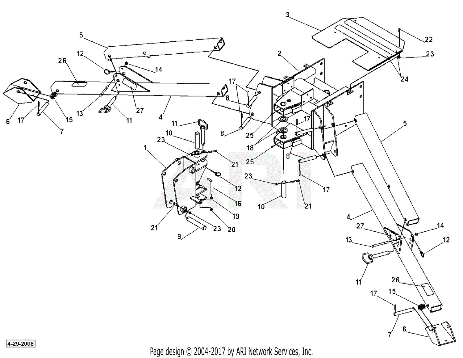 DR Power Dirt Boss Backhoe Parts Diagram for Stablizer Assembly