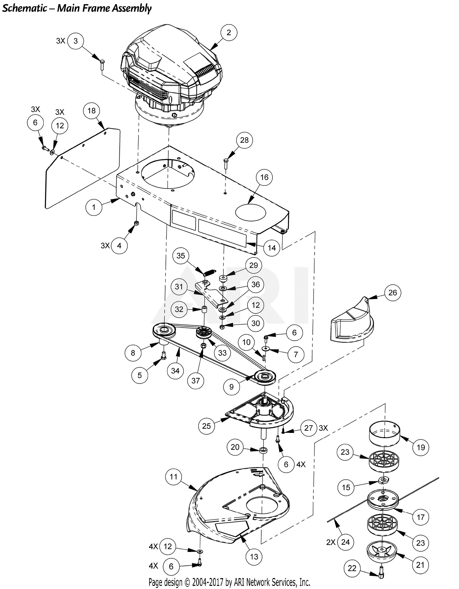 DR Power T4X Pulse Parts Diagram for Pulse Main Frame Assembly