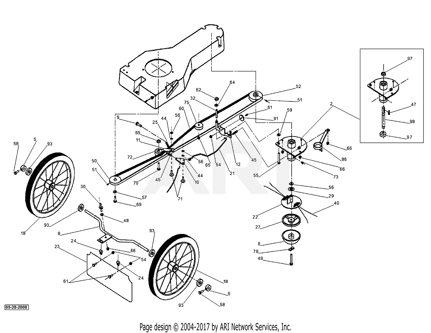 DR Power TR0 Pro ( LMF ) Parts Diagram for Axle and Mowball