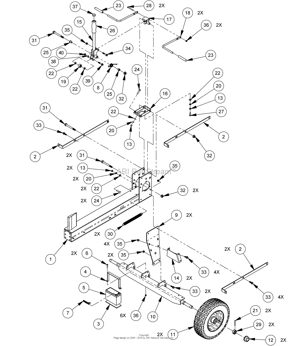 DR Power Main Spiltter Parts Diagram for Frame And Axle Assembly