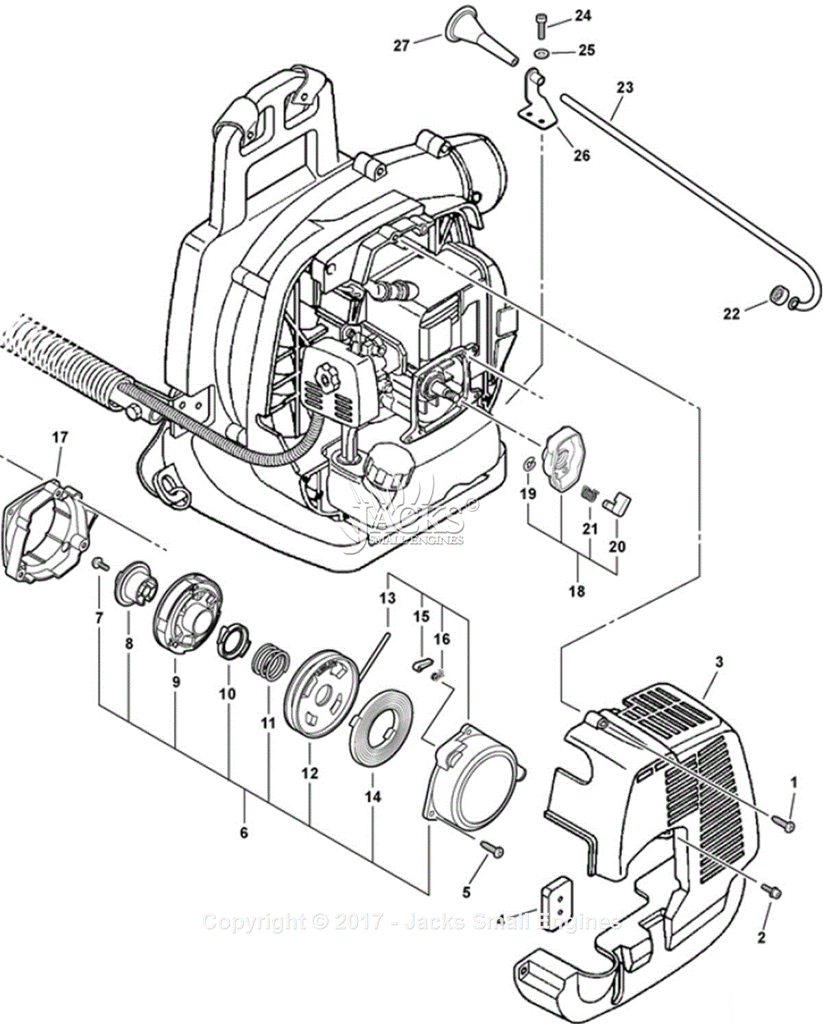 Echo Pb 260i Sn 07001001 07999999 Parts Diagram For Engine Cover Starter