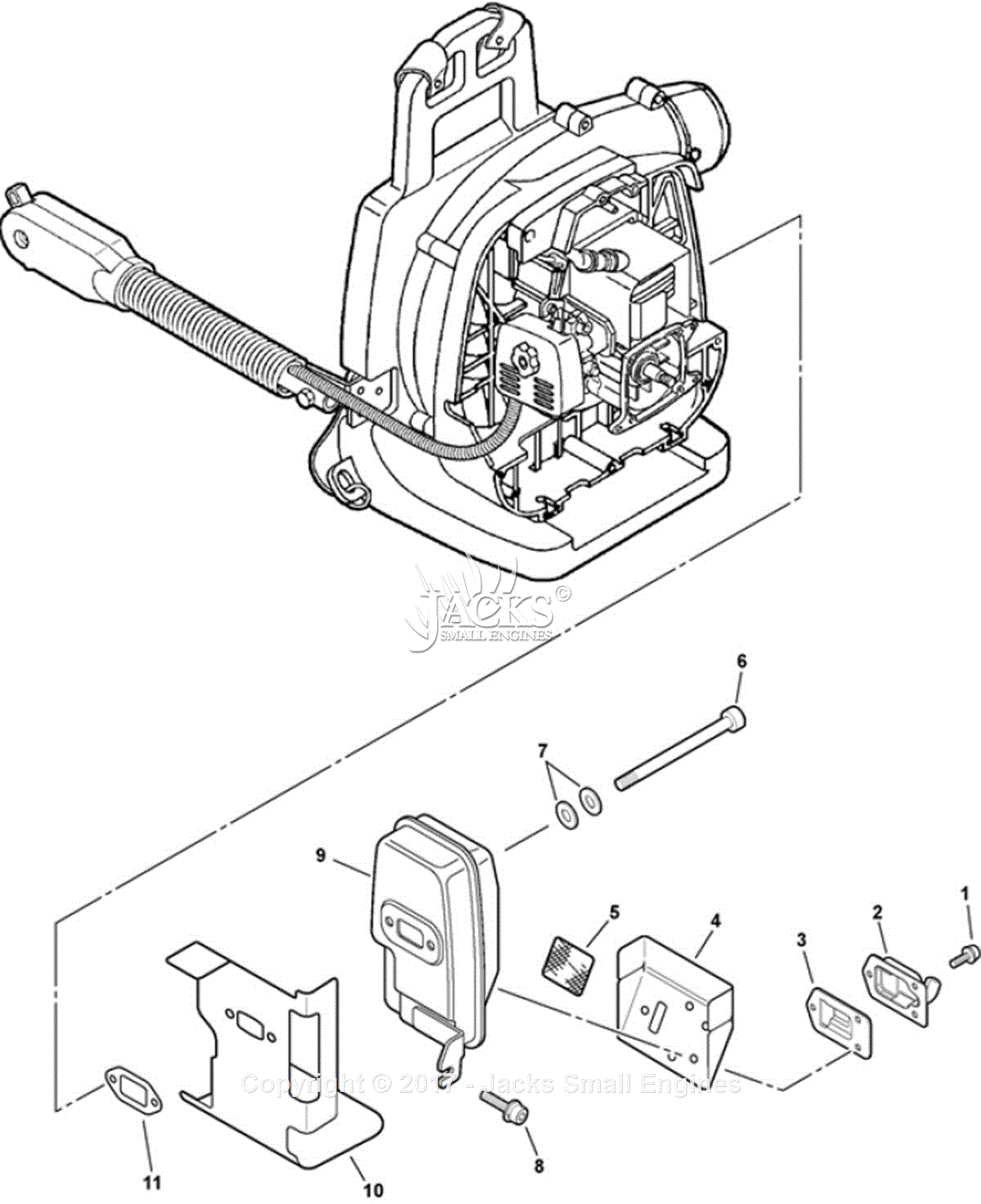 Echo Pb 260i Sn 07001001 07999999 Parts Diagram For Exhuast