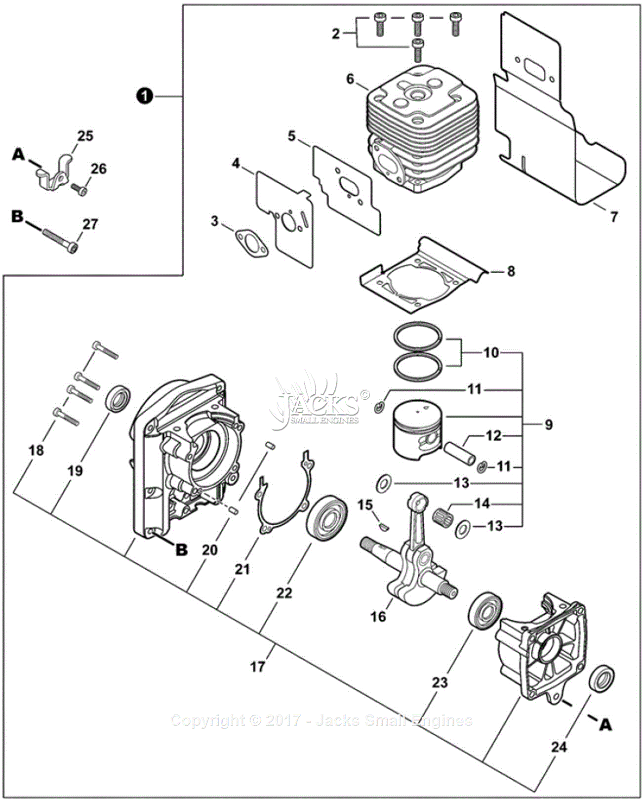 Echo PB-580T S/N: P44614001001-P44614999999 Parts Diagram for Engine