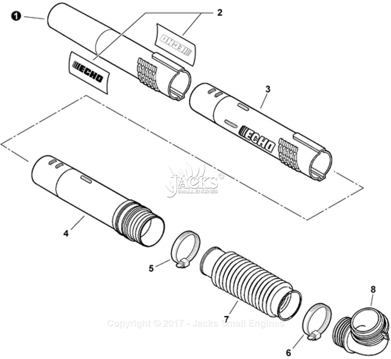 Echo Pb 750t Sn 05001001 05999999 Parts Diagram For Posi Loc Blower Tubes