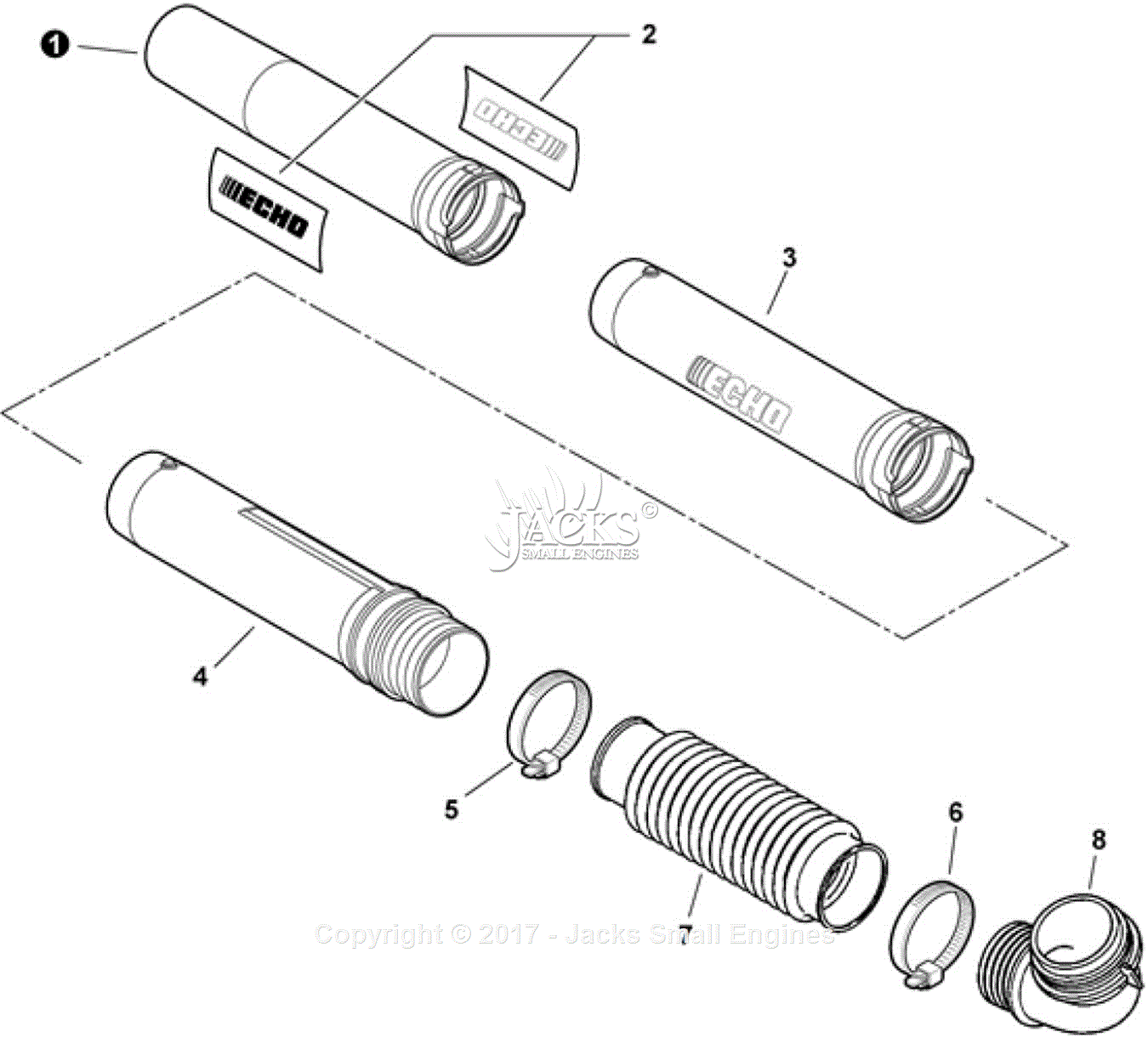 Echo Pb 750t Sn 07001001 07999999 Parts Diagram For Blower Tubes