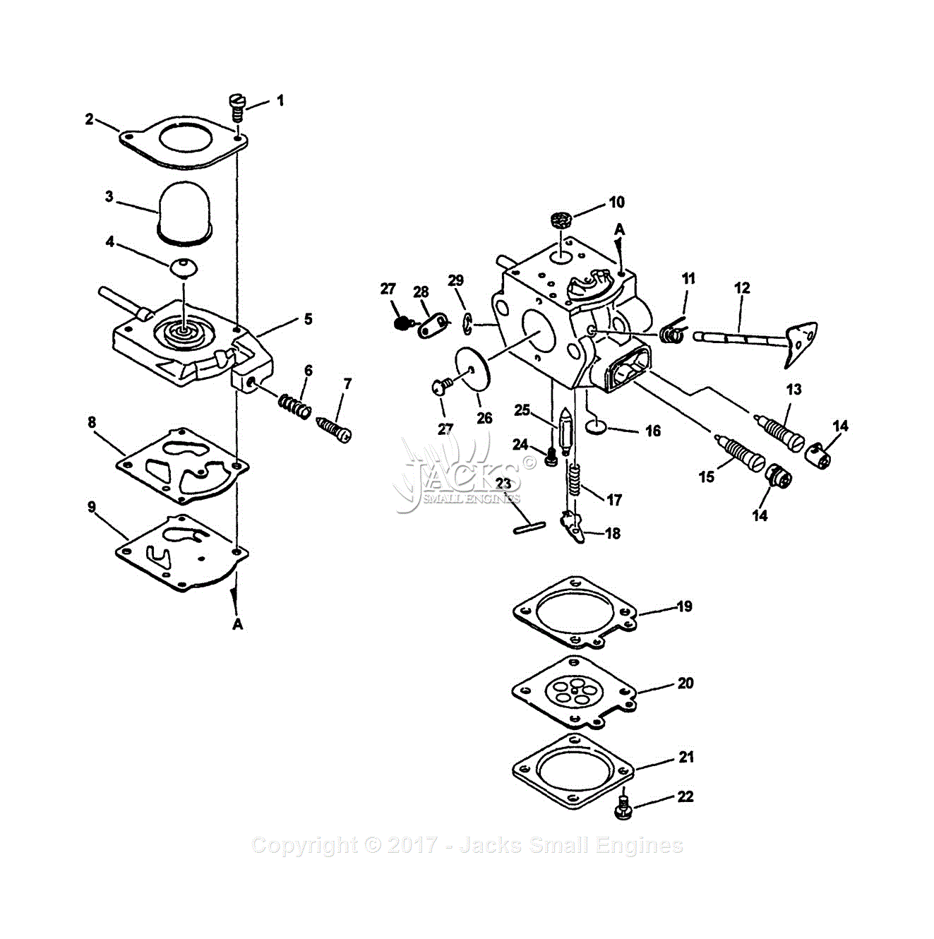 Echo PB-24LN Type 1E Parts Diagram for Carburetor