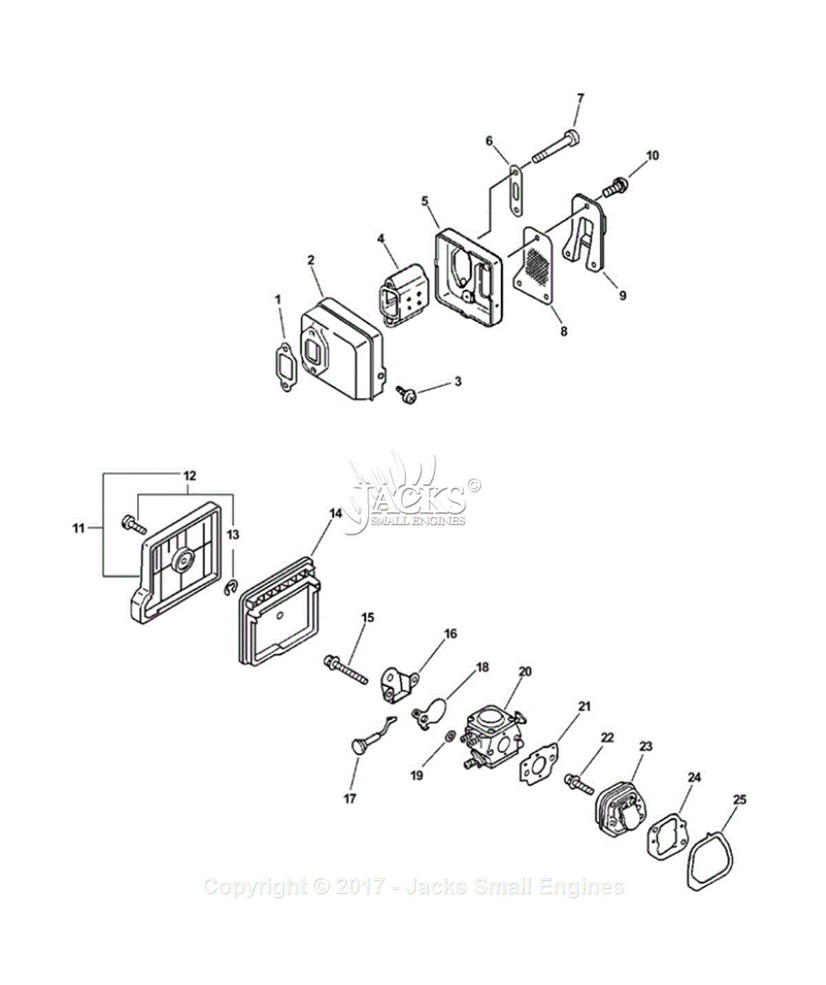 Echo CS-345 S/N: 03001001 - 03999999 Parts Diagram for Intake, Exhaust