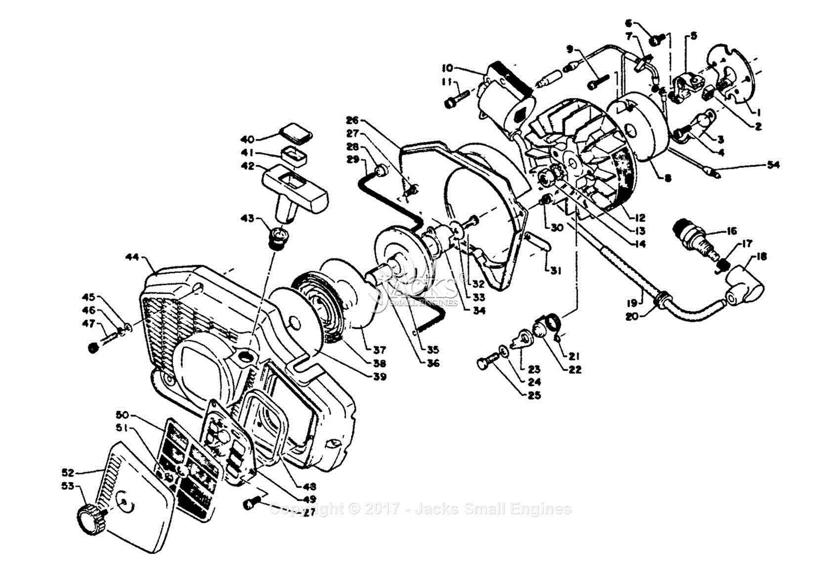 Echo CS-351VL Parts Diagram for Ignition, Starter, Air Cleaner