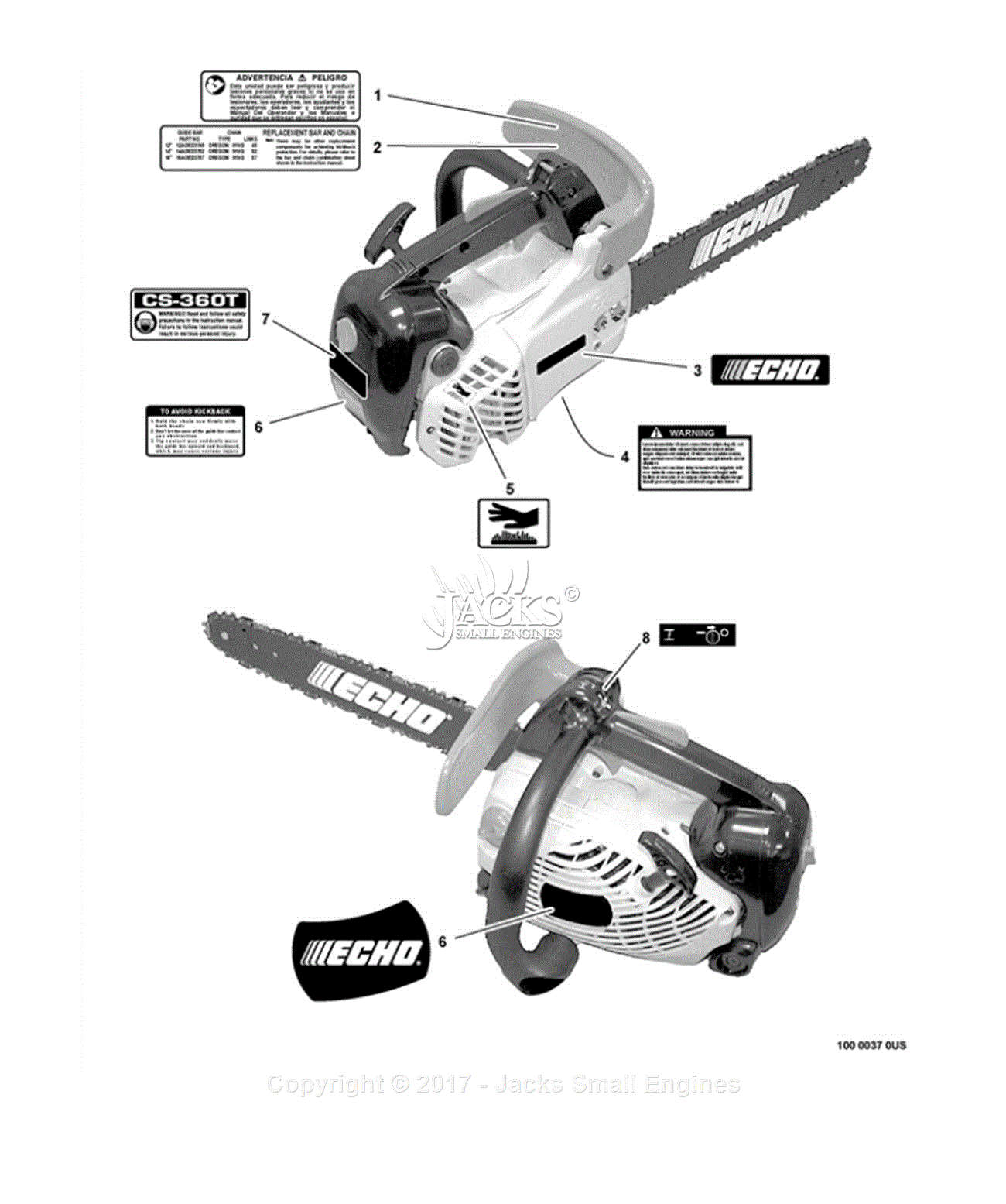 Echo CS-360T S/N: C04412001001 - C04412999999 Parts Diagram for Labels