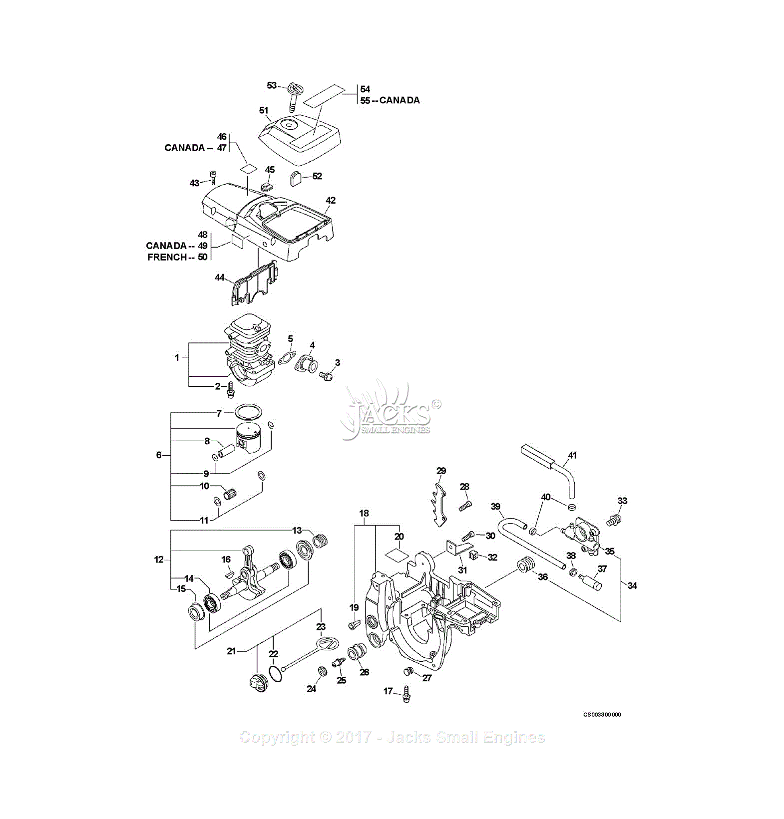 Echo CS-370 S/N: 09001001 - 09999999 Parts Diagram for Engine, Engine ...