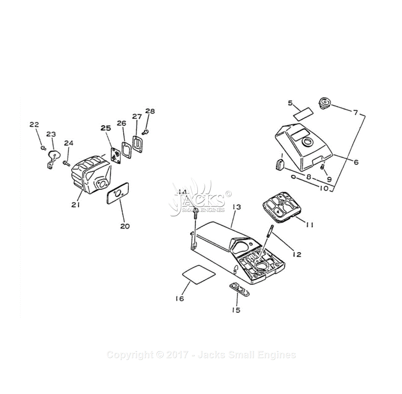 Echo CS-4600 S/N: 001001 - 027191 Parts Diagram for Exhaust, Air Cleaner