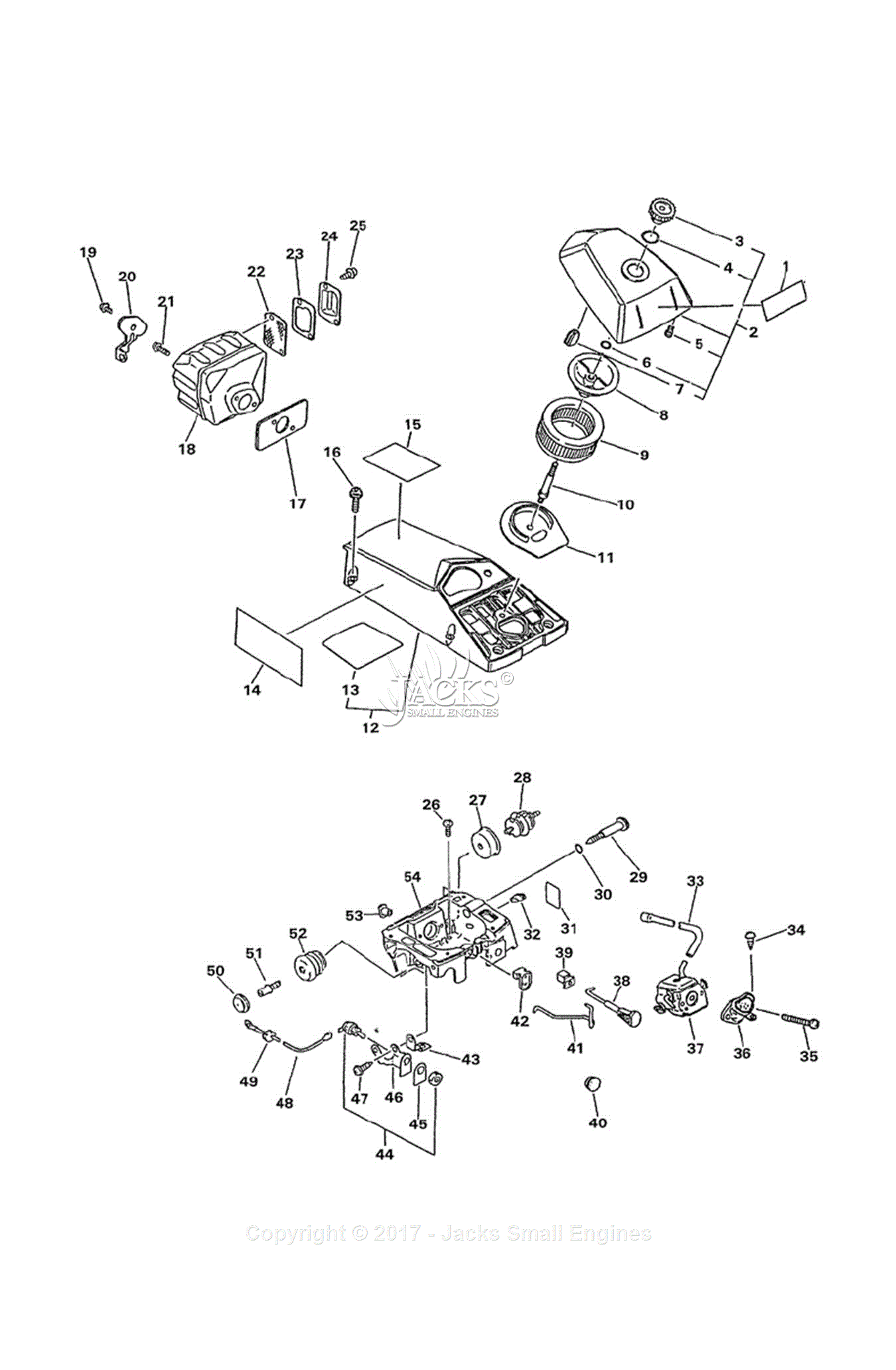 Echo CS-5000 Parts Diagram for Intake, Exhaust, Air Cleaner