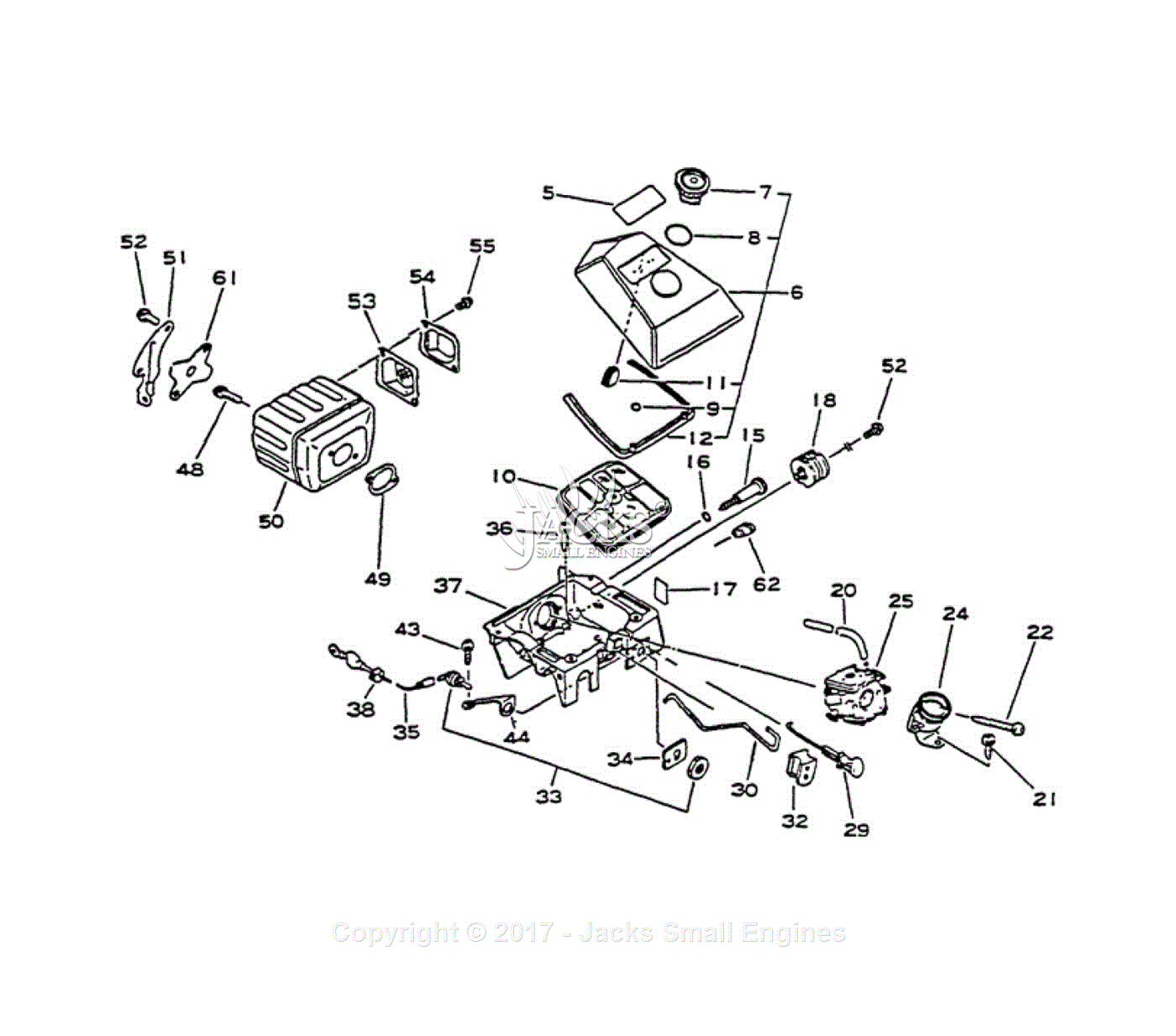 Echo CS-5500 S/N: 001001 - 020976 Parts Diagram for Intake, Exhaust ...