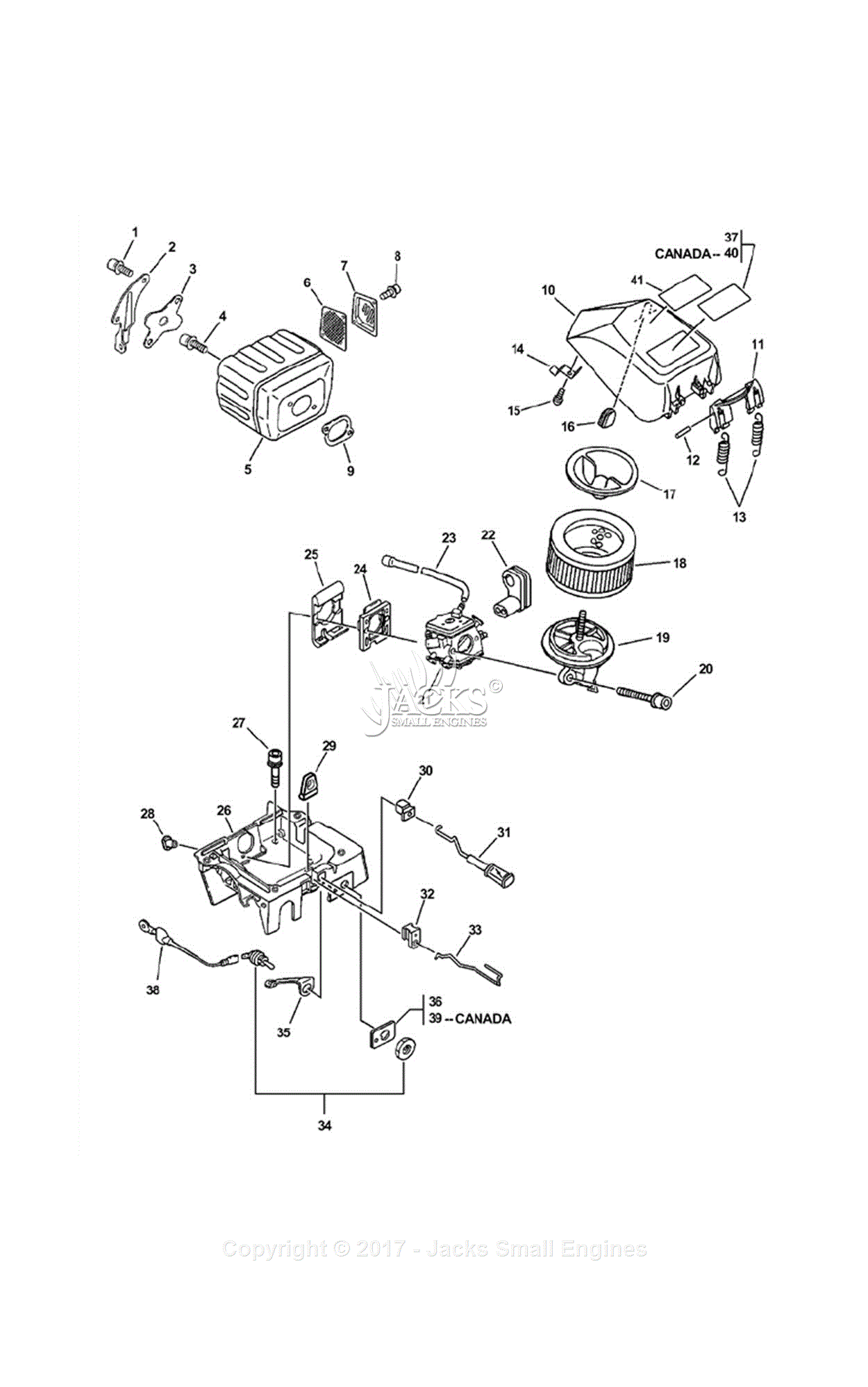 Echo CS-670 S/N: 03001001 - 03999999 Parts Diagram for Intake, Exhaust