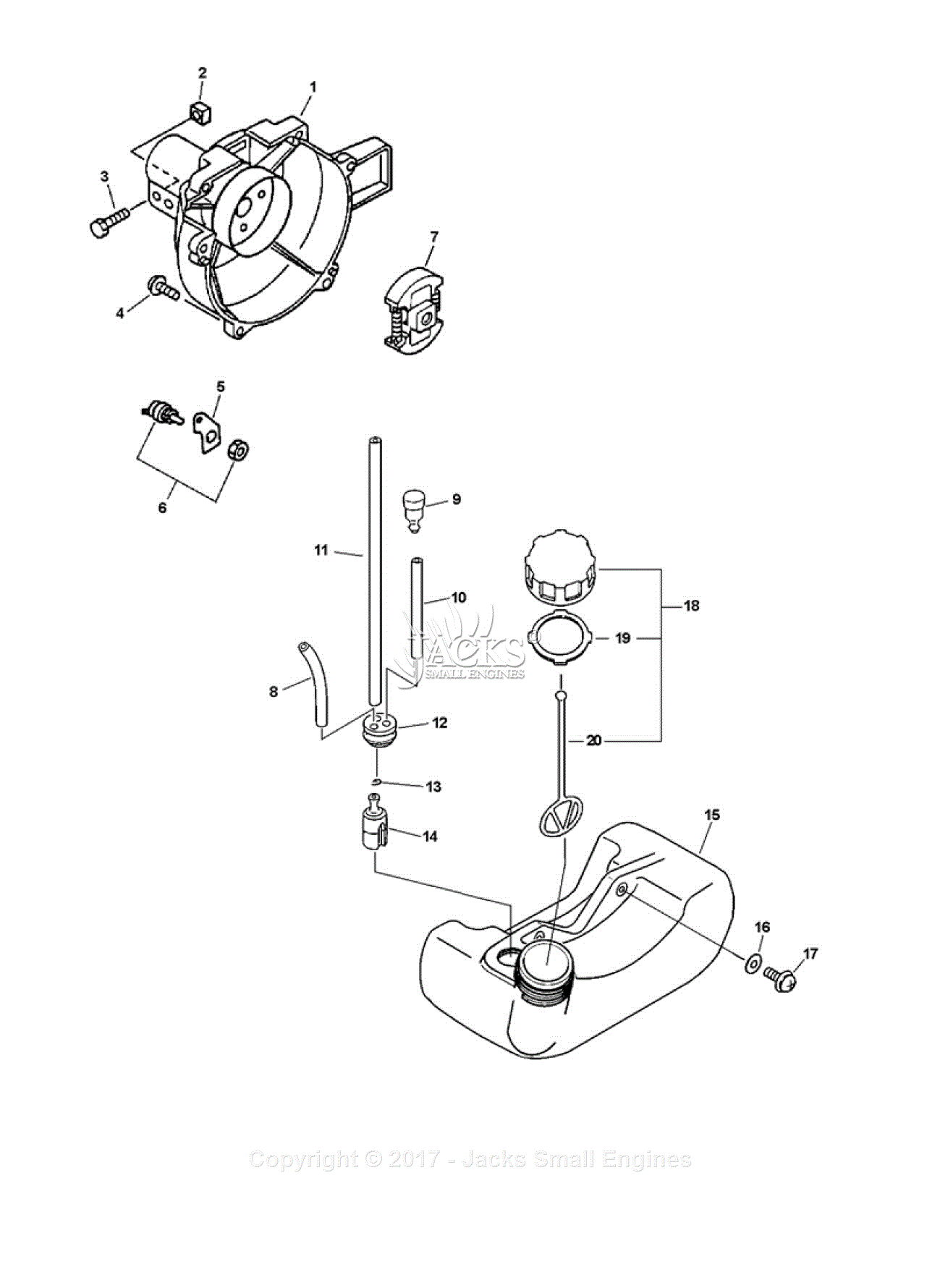 Echo PE-200 S/N: 09001001 - 09999999 Parts Diagram for Clutch, Fan Case ...