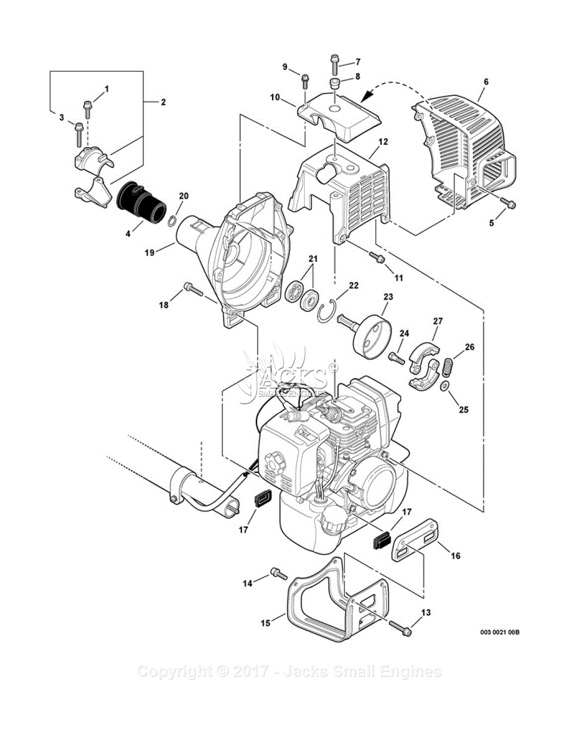 Echo PE-310 S/N: 03001001 - 03999999 Parts Diagram for Clutch, Engine ...