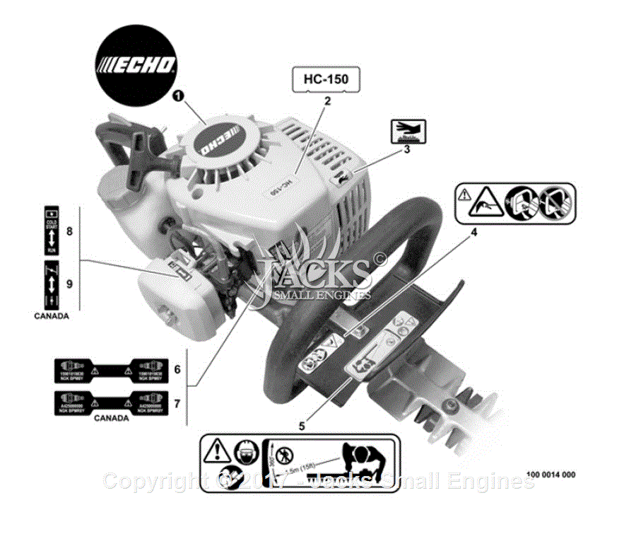 Echo HC-150 S/N: S76112001001 - S76112999999 Parts Diagram for Labels