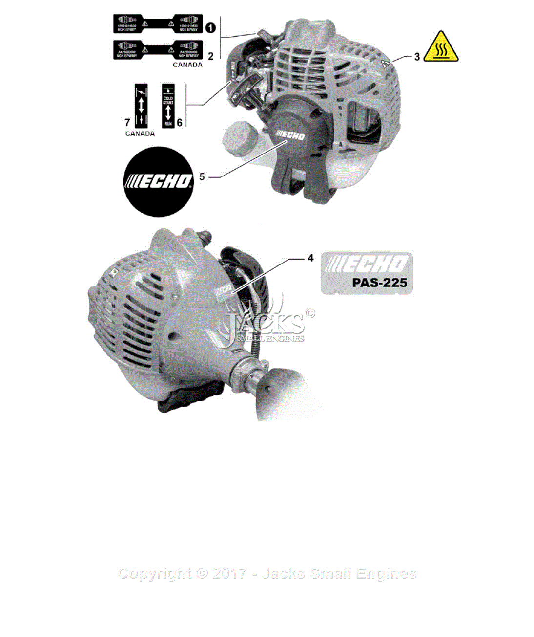 Echo PAS-225 S/N: T85914001001 - T85914999999 Parts Diagram for Labels