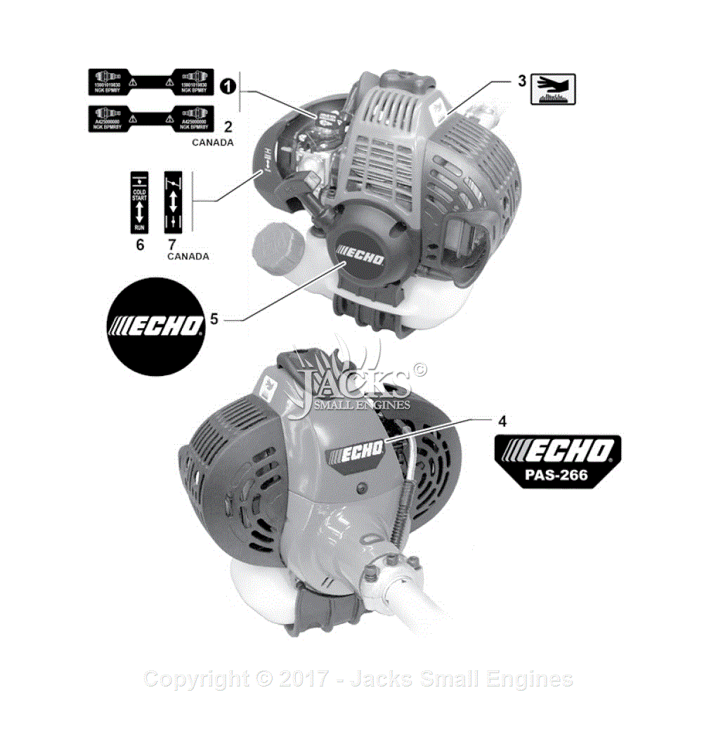 Echo PAS-266 S/N: T44312001001 - T44312999999 Parts Diagram for Labels