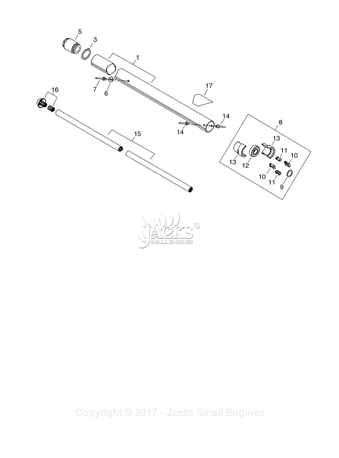 Echo PPT-2400 S/N: E14536001001 - E14536999999 Parts Diagram for Upper Pipe