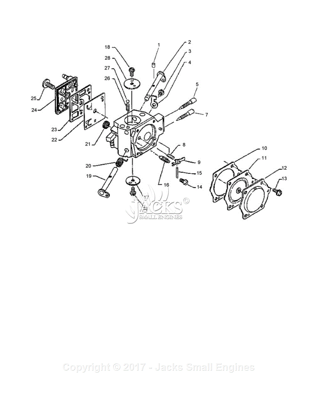 Echo QV-8000 Type 1 Parts Diagram for Carburetor -- HDA-63 S/N: 001001 ...