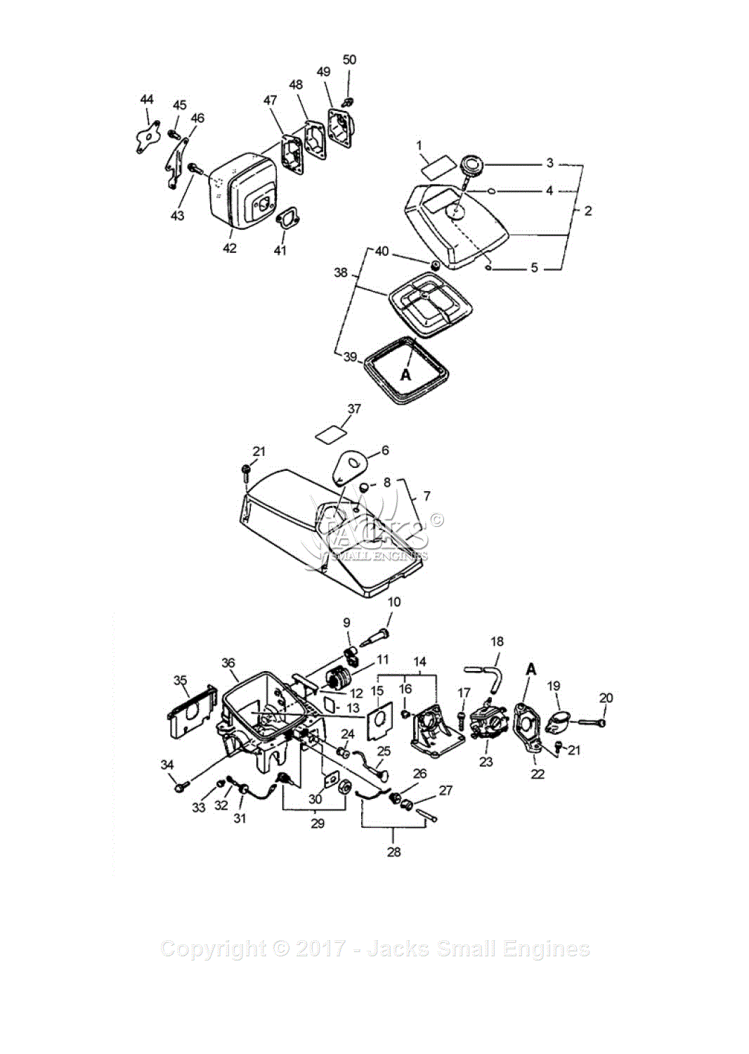 Echo QV-8000 Type 1 Parts Diagram for Intake, Exhaust, Air Cleaner