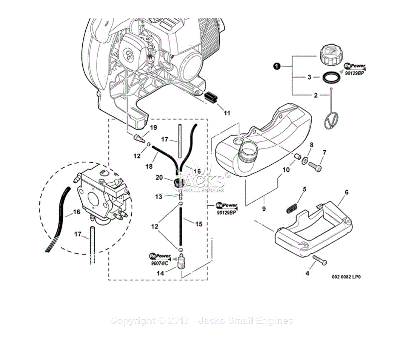 Echo ES-250 S/N: P33612001001 - P33612999999 Parts Diagram for Fuel ...